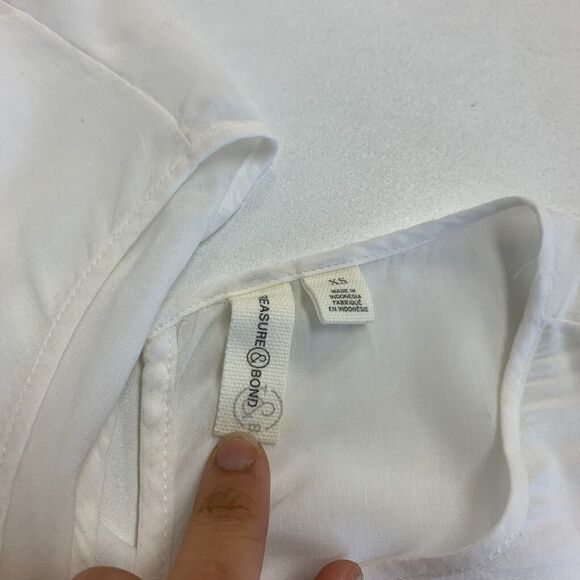 Treasure & Bond Shirt Womens XS Extra Small White Rayon Long Sleeve Sheer Top - Picture 8 of 11